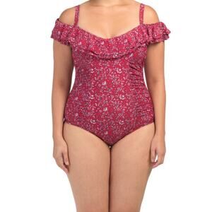 New! Profile By Gottex Womens Plus Floral Print Tummy Control One-piece Swimsuit